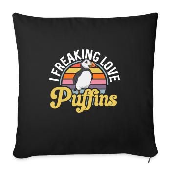 puffin, puffin, auks, lunde - Sofa pillowcase 17,3'' x 17,3'' (45 x 45 cm) - black - Front