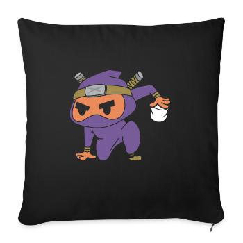 Feu de camp Guimauve Mignon Enfants Smore Ninja - Housse de coussin décorative 45 x 45 cm - noir - Devant