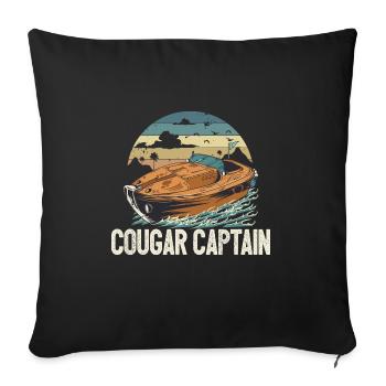 Cougar Capitaine Drôle de propriétaire de bateau Lake Life Pontoon - Housse de coussin décorative 45 x 45 cm - noir - Devant
