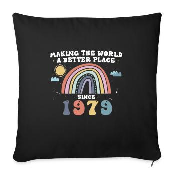 Making The World a Better Place depuis 1979, 44e - Housse de coussin décorative 45 x 45 cm - noir - Devant
