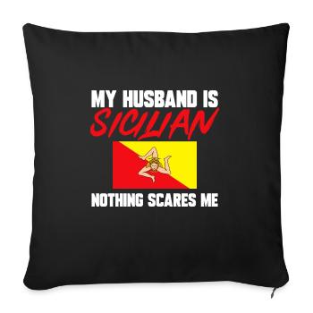 Sicily Flag Italy Sicily - Sofa pillowcase 17,3'' x 17,3'' (45 x 45 cm) - black - Front