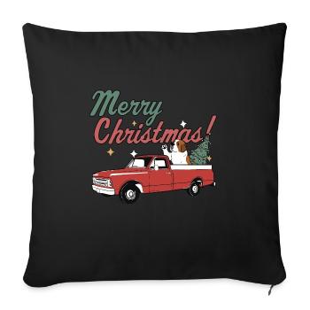 Merry Christmas Saint Bernard Dog Vintage Red - Sofa pillowcase 17,3'' x 17,3'' (45 x 45 cm) - black - Front