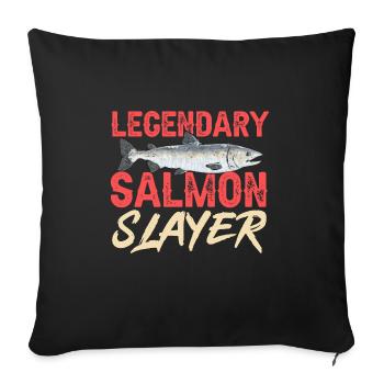 Pêche au saumon Pêcheur de saumon - Housse de coussin décorative 45 x 45 cm - noir - Devant