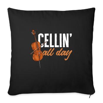 Violoncelliste Violoncelliste Musicien Violoncelle - Housse de coussin décorative 45 x 45 cm - noir - Devant