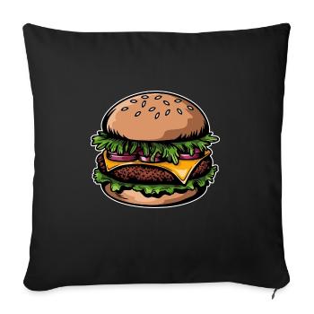 Burgers - fast food - delicious - Sofa pillowcase 17,3'' x 17,3'' (45 x 45 cm) - black - Front