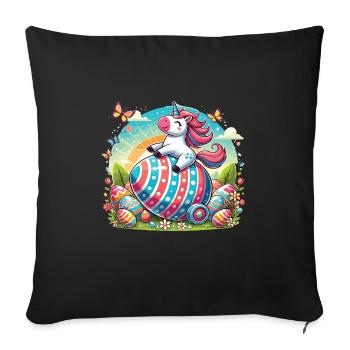 Easter Unicorn – Colorful Easter Egg Design - Sofa pillowcase 17,3'' x 17,3'' (45 x 45 cm) - black - Front