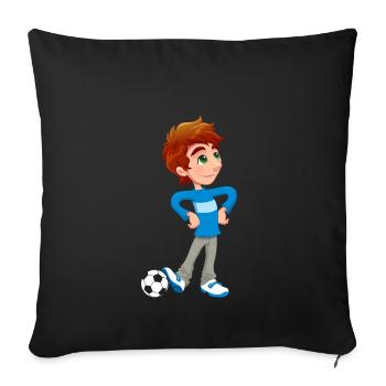 Boy Joueur de football - Housse de coussin décorative 45 x 45 cm - noir - Devant