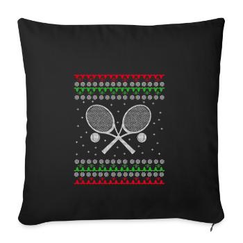 Tennis laid de Noël chandail cadeau de Noël - Housse de coussin décorative 45 x 45 cm - noir - Devant