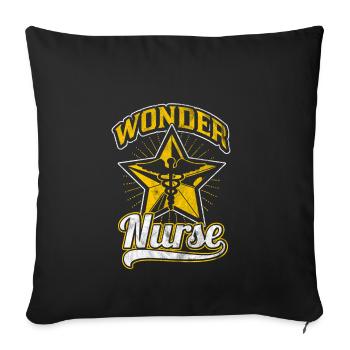 Gift for a super nurse - Sofa pillowcase 17,3'' x 17,3'' (45 x 45 cm) - black - Front