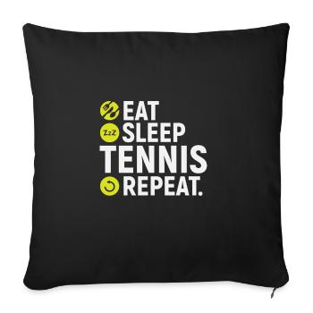 Manger, dormir, tennis, répéter - cadeau - Housse de coussin décorative 45 x 45 cm - noir - Devant