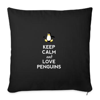 keep calm love pingouin Linux nerd ordinateur cpu lo - Housse de coussin décorative 45 x 45 cm - noir - Devant
