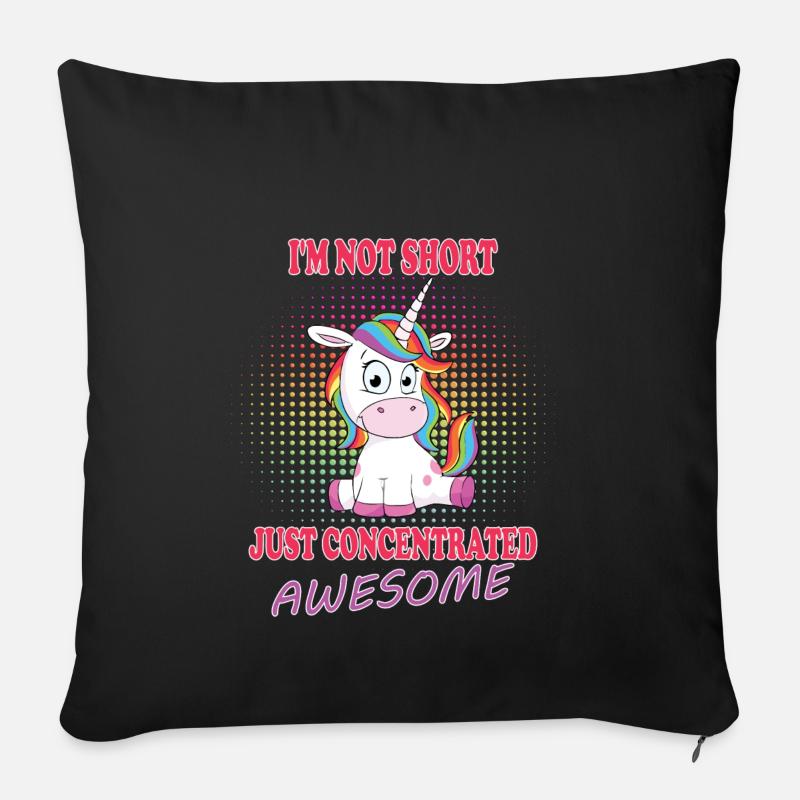 Licorne licorne - Housse de coussin décorative 45 x 45 cm - noir