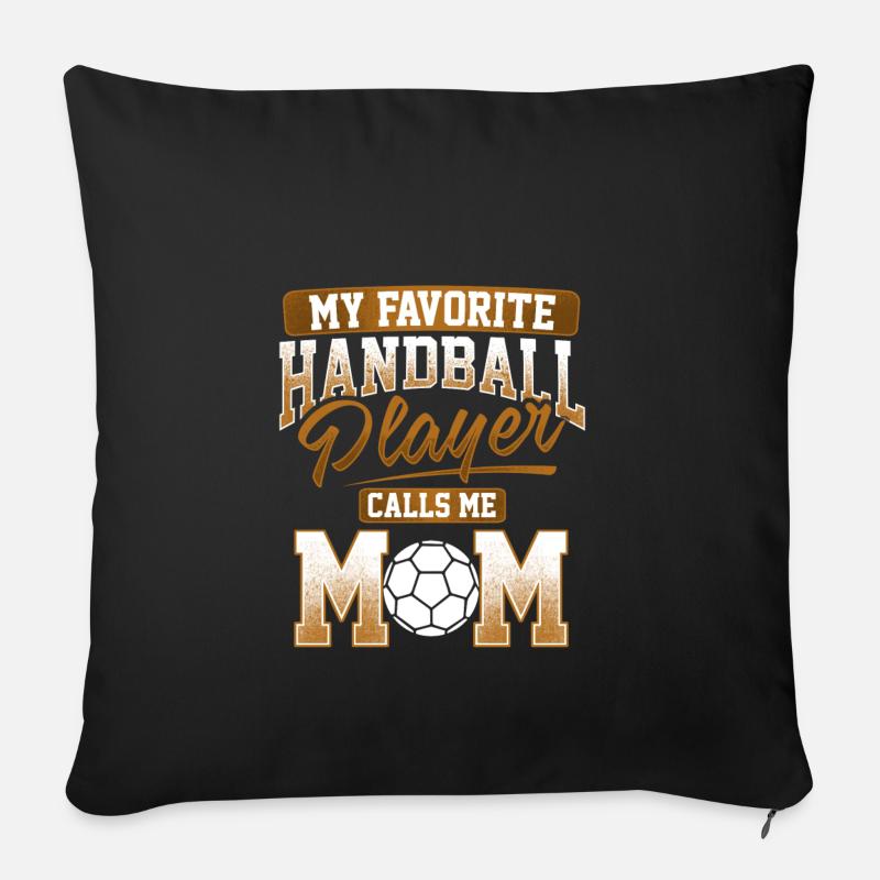 Les joueurs de handball Mama cadeaux - Housse de coussin décorative 45 x 45 cm - noir