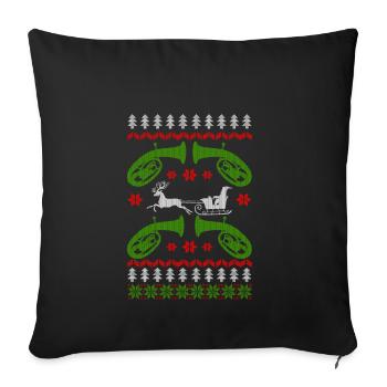 Musiciens baryton Noël laid - Housse de coussin décorative 45 x 45 cm - noir - Devant