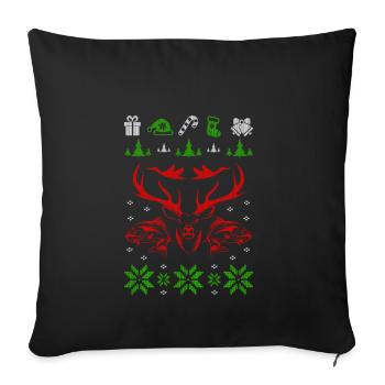hunting deere ugly christmas gift jumper - Sofakissenbezug 45 x 45 cm - Schwarz - Vorne