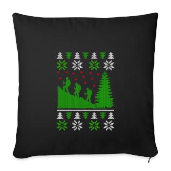 Randonnée montagnes laid de Noël Jumper - Housse de coussin décorative 45 x 45 cm - noir - Devant