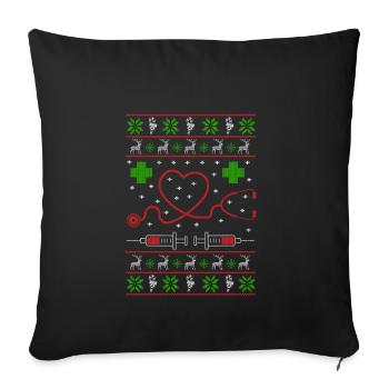 Hôpital Infirmière laid poison Jumper Noël - Housse de coussin décorative 45 x 45 cm - noir - Devant