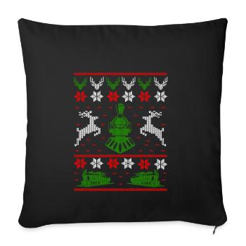 Locomotive ferroviaire laid de Noël - Housse de coussin décorative 45 x 45 cm - noir - Devant