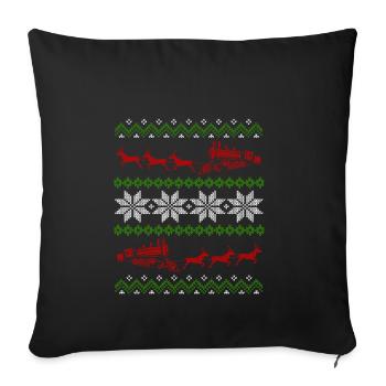 Locomotive ferroviaire laid de Noël - Housse de coussin décorative 45 x 45 cm - noir - Devant