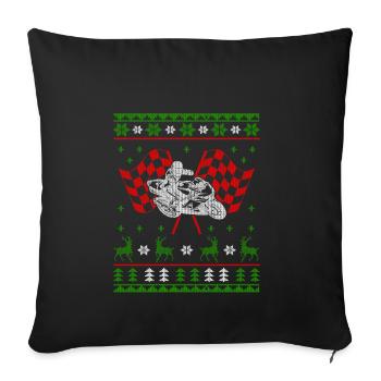 Motorcycle Superbike Ugly Christmas Jumper - Sofa pillowcase 17,3'' x 17,3'' (45 x 45 cm) - black - Front