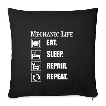 Das Leben als Mechaniker ist hart! Witziges Design - Sofakissenbezug 45 x 45 cm - Schwarz - Vorne