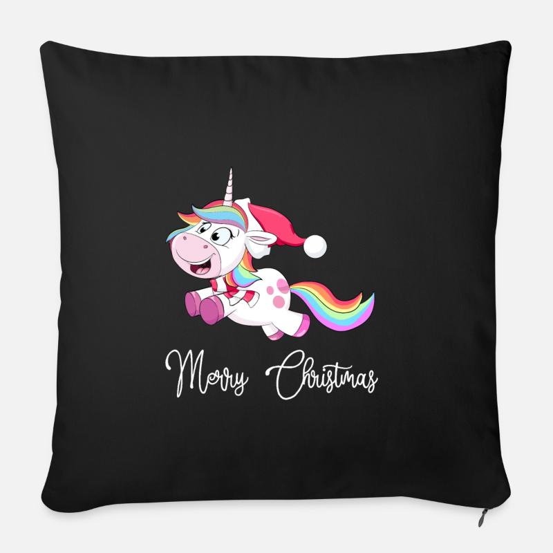 Joyeux Noël Licorne - Housse de coussin décorative 45 x 45 cm - noir