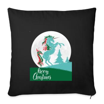 cadeau shirt licorne Joyeux Noël - Housse de coussin décorative 45 x 45 cm - noir - Devant