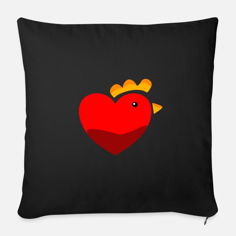 Poulet Poulet amour - Housse de coussin décorative 45 x 45 cm - noir