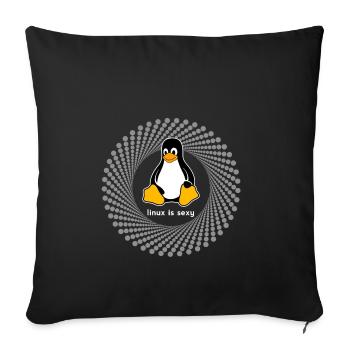 Pingouin pc Computer Nerd sysadmin programme geek - Housse de coussin décorative 45 x 45 cm - noir - Devant