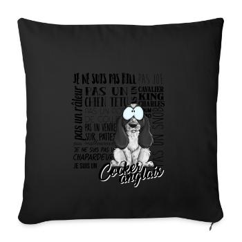 Je Suis Cocker Anglais Noir Blanc Mouche - nrFR - Housse de coussin décorative 45 x 45 cm - noir - Devant