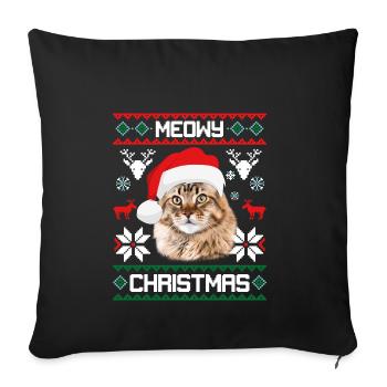 Meowy Noël Maine Coon Cat Joyeux Noël - Housse de coussin décorative 45 x 45 cm - noir - Devant