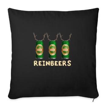 Reinbeers Funny Beer Cans Reindeer Christmas - Sofa pillowcase 17,3'' x 17,3'' (45 x 45 cm) - black - Front