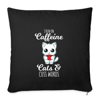 Chats - Café - prestation de serment - Cadeaux - Housse de coussin décorative 45 x 45 cm - noir - Devant