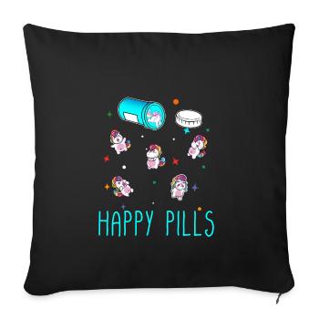 Happy Pills - Sofa pillowcase 17,3'' x 17,3'' (45 x 45 cm) - black - Front