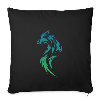 Beau motif tatouage tribal à deux tons loup - Housse de coussin décorative 45 x 45 cm - noir - Devant