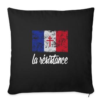 Distressed France Flag La Resistance Proud French - Sofa pillowcase 17,3'' x 17,3'' (45 x 45 cm) - black - Front