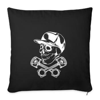 skull piston white - Sofakissenbezug 45 x 45 cm - Schwarz - Vorne