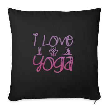 I Love Yoga Gift Namaste Shanti Heart Yoga - Sofa pillowcase 17,3'' x 17,3'' (45 x 45 cm) - black - Front
