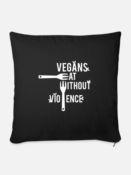 Vegan - T-Shirt - Vegetarier - Geschenk - Sofakissenbezug 45 x 45 cm - Schwarz