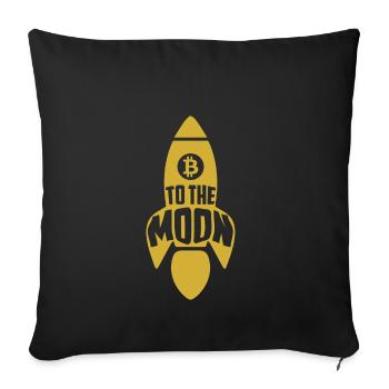 Bitcoin à la fusée lunaire Drôle de pièce numérique Amour - Housse de coussin décorative 45 x 45 cm - noir - Devant