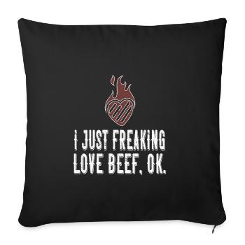 BBQ grilled beef lover tee - Sofa pillowcase 17,3'' x 17,3'' (45 x 45 cm) - black - Front