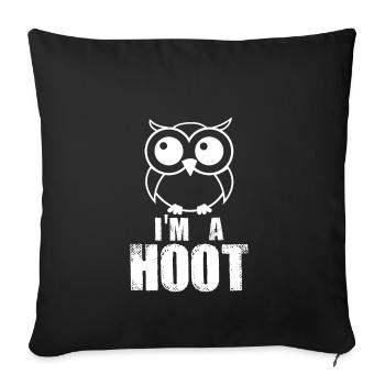 Je suis un Hoot! Prédateur d'oiseaux nocturnes drôle hibou mignon - Housse de coussin décorative 45 x 45 cm - noir - Devant