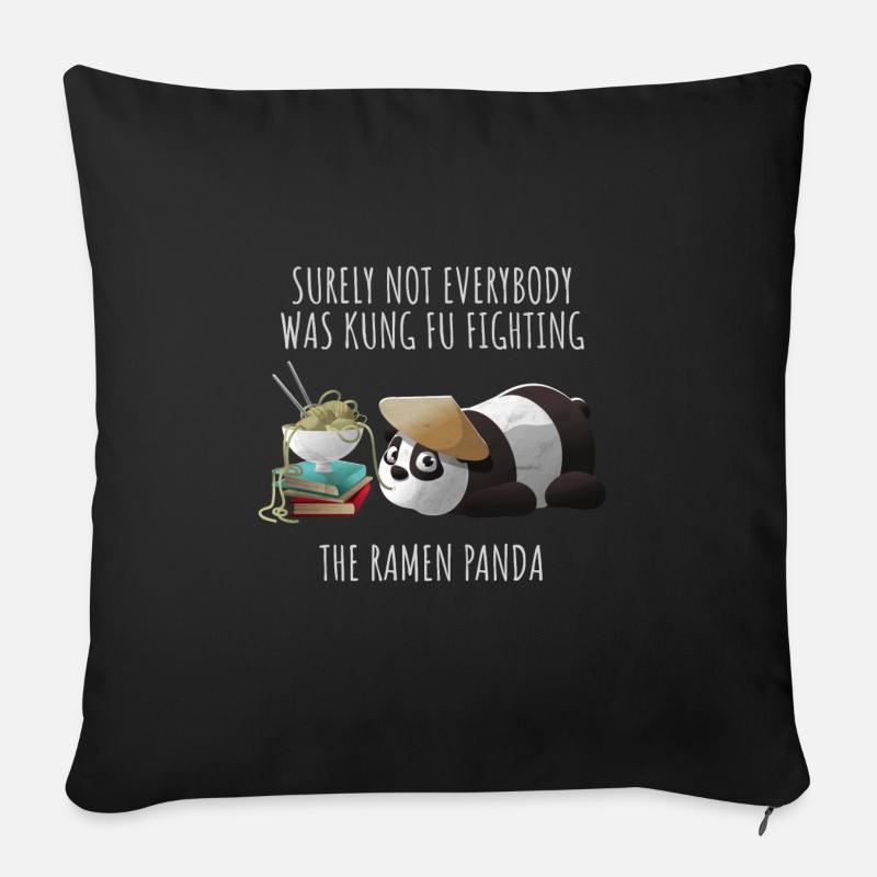 le panda ramen n'est pas kung fu combat funnygift - Housse de coussin décorative 45 x 45 cm - noir