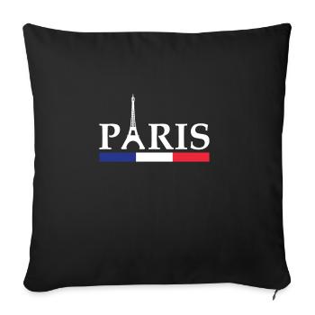 Paris Eiffel Tower und Frankreich Flagge Französisch stolz - Sofakissenbezug 45 x 45 cm - Schwarz - Vorne