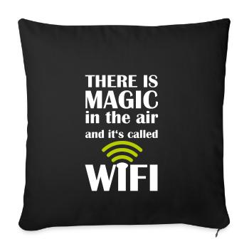 WIFI Magic Nerd Shirt - Magic in the Air - Sofa pillowcase 17,3'' x 17,3'' (45 x 45 cm) - black - Front