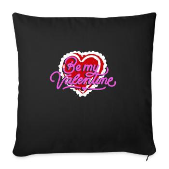 Magasin Be My Valentine coeur rouge Conception cadeau - Housse de coussin décorative 45 x 45 cm - noir - Devant