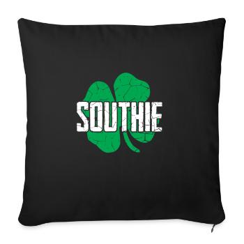 Southie en détresse Green Shamrock St Patricks Day - Housse de coussin décorative 45 x 45 cm - noir - Devant
