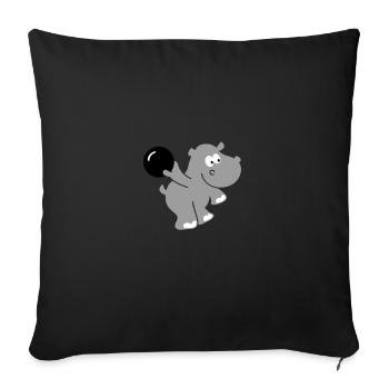 Bowling Hippo - bowling hippopotamus gift - Sofa pillowcase 17,3'' x 17,3'' (45 x 45 cm) - black - Front