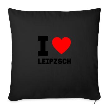 I Love Leipzsch Leipzig Geschenkidee Heimatstadt - Sofakissenbezug 45 x 45 cm - Schwarz - Vorne