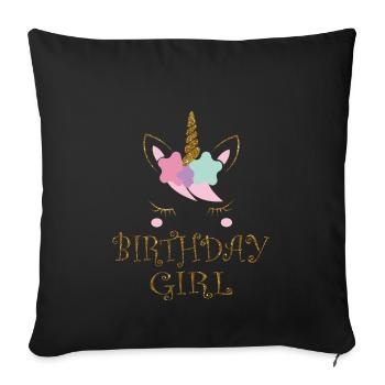 Birthdaygirl Unicorn - Glitter gift Birthday - Sofakissenbezug 45 x 45 cm - Schwarz - Vorne